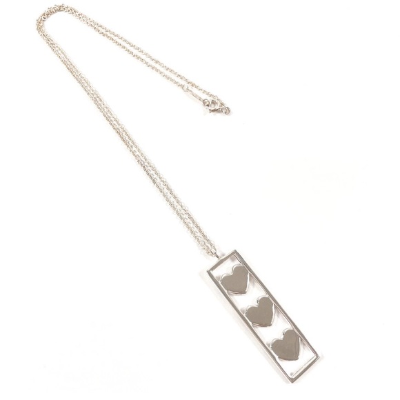 TIFFANY&Co. Tiffany Triple Heart Plate Necklace Silver 925 Women’s RARE - Picture 4 of 16